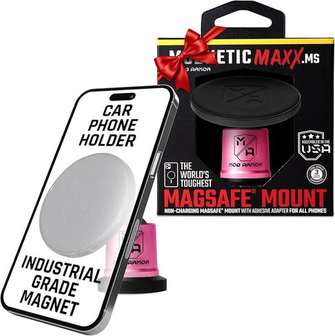 Mob Armor MobNetic Maxx MS - MagSafe Compatible Car Phone Mount w/ 90º Tilt, 360º Rotation & Durable Aluminum Build, Magnetic Holder for iPhone & Android Devices, USA Assembled - Black in Kuwait