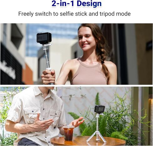 JJC Portable Selfie Stick Tresh Trans for GoPro Hero 13 12 11 10 DJI Action 5 Pro 4 3 Pocket 3 Insta360 x5 X4 Ace Pro 2 Akaso-White in Kuwait
