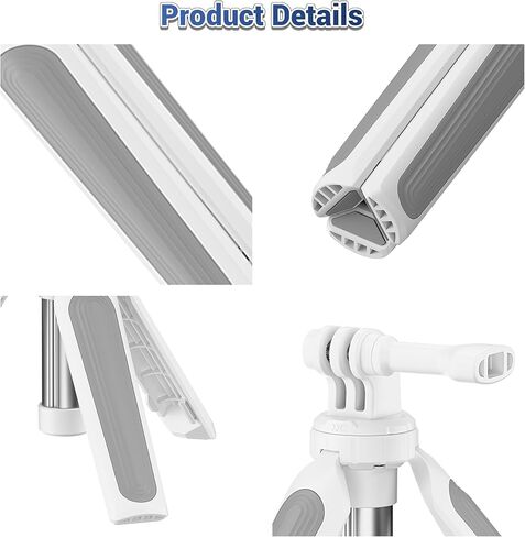 JJC Portable Selfie Stick Tresh Trans for GoPro Hero 13 12 11 10 DJI Action 5 Pro 4 3 Pocket 3 Insta360 x5 X4 Ace Pro 2 Akaso-White in Kuwait