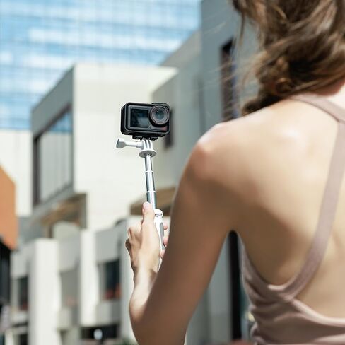 JJC Portable Selfie Stick Tresh Trans for GoPro Hero 13 12 11 10 DJI Action 5 Pro 4 3 Pocket 3 Insta360 x5 X4 Ace Pro 2 Akaso-White in Kuwait