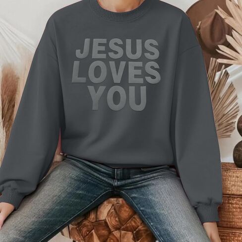 Christian Sweatshirts for Women Jesus Loves You Bible Verse God Hoodie Faith Foam Printed Graphic Sweatshirt in Saudi Arabia