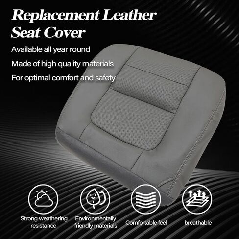 SecosAutoparts #E أغطية مقاعد جلدية مثقوبة باللون الرمادي المتوسط ​​للسائق والراكب والجزء السفلي والعلوي متوافقة مع Ford F250 F350 Lariat 2001 in Saudi Arabia