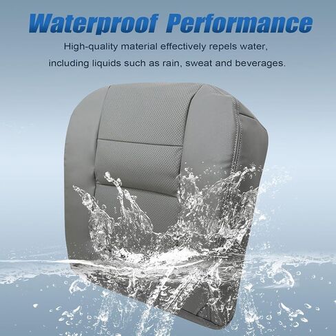 SecosAutoparts #E أغطية مقاعد جلدية مثقوبة باللون الرمادي المتوسط ​​للسائق والراكب والجزء السفلي والعلوي متوافقة مع Ford F250 F350 Lariat 2001 in Saudi Arabia