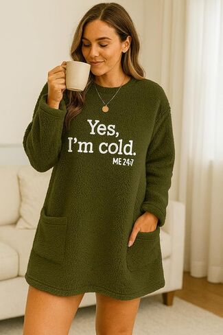 Women’s Fleece Sweatshirt Cozy Pullover Sweaters for Women with Pockets Long Sleeve Warm Winter Fall Clothes Top in Saudi Arabia
