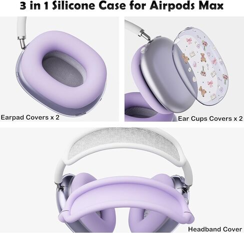 غطاء سماعة الرأس لـ Airpods Max ، وأغطيات الأذن الوردية الوردية اللطيفة ، وغطاء أذن أذن من السيليكون الوردي لـ Apple Airpods Max in Kuwait