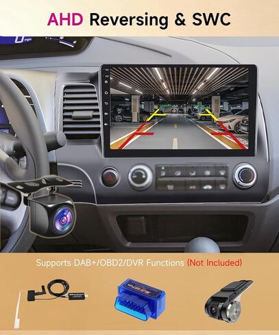 8core 8g+128g Car Radio for Honda Civic 2006-2011 ، Rimoody Android 15 Car Stereo Carplay و Android Auto 4G-Sim-Wifi GPS 10.1 '' Qled Capacitive Bluetooth 5.0 FM/AM/RDS DSP-36 كاميرا in Saudi Arabia