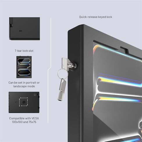 Compulocks iPad Pro M4 13 "(2024) Apex Securd Securder Wall Mount للأقراص الآمنة ، وقصة عرض متينة ، مثالية للتجزئة ، الأكشاك ، المنزل والمكاتب - الأسود in Kuwait