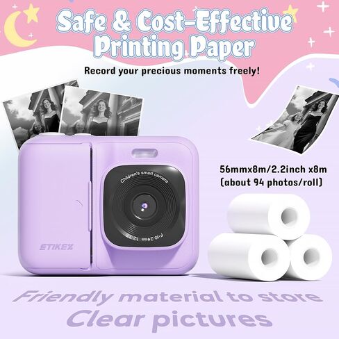Kids Camera, 1080P Instant Digital Print Camera for Kids, Christmas Birthday Gifts for 4 5 6 7 8 9 10 Year Old Girls Boys, Portable Toy with 32GB SD Card & 3 Rolls Printing Paper, Blue in Saudi Arabia