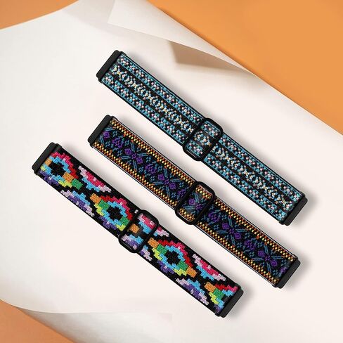 3 Pack Elastic Band Compatible with Fitbit Versa/Versa Lite SE/Fitbit Versa 2 Bands for Women Men, Adjustable Stretchy Nylon Solo Loop Strap Replacement Wristband for Versa Smart Watch in Saudi Arabia