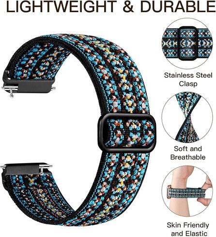 3 Pack Elastic Band Compatible with Fitbit Versa/Versa Lite SE/Fitbit Versa 2 Bands for Women Men, Adjustable Stretchy Nylon Solo Loop Strap Replacement Wristband for Versa Smart Watch in Saudi Arabia