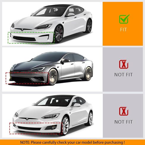 Front Bumper Lip Spoiler, Compatible with 2021-2025 Tesla Model S, PP Black with Carbon Fiber Print Track Pack Style Add-on Front Splitter Air Dam Chin Protector, 3 Pieces in Saudi Arabia