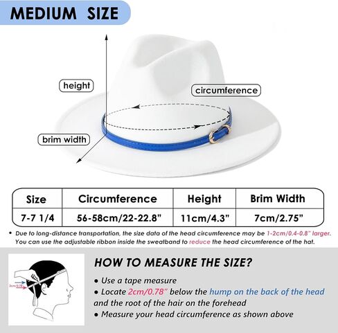Lisianthus Women White Fedora Wide Brim Panama Hats with Color Belt Buckle in Kuwait