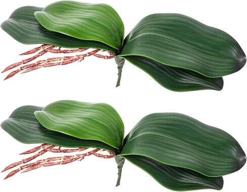 4 PCS Artificial Orchids Leaves, 8 Inch Faux Orchid Leaves Artificial Phalaenopsis Stems Leaf Real Touch Orchids Leaf Faux Cymbidium Flower Foliage Real Latex Touch Green Plant for Home Decor in Saudi Arabia