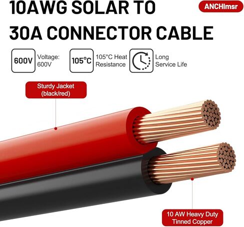 موصل 45A 10AWG إلى الطرف الدائري O مع مصهر حماية 15A/20A/30A/40A، متوافق مع منفذ موصل الإعلانات، كابل حامل مصهر نمط ATC سلبي مزدوج لشحن مولدات الطاقة الشمسية in Kuwait