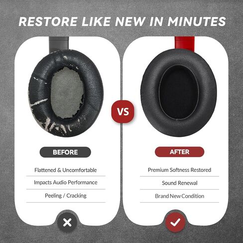 Aurivor Replacement Ear Pads Cushions for Beats Studio 2 & 3 (B0501, B0500) Wireless & Wired Headphones, Earpads Covers with Premium Protein Leather, Softer Memory Foam, Stronger Adhesive(Red) in Saudi Arabia