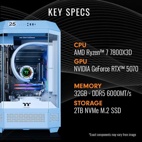 Thermaltake LCGS Reactor 7870TH Gaming Desktop (AMD Ryzen™ 7 7800X3D, 32GB 6400MT/s DDR5 RGB Memory, NVIDIA GeForce® RTX 5070 Ti, 2TB NVMe M.2, WiFi, Windows 11) T3HB-B850-57T-LCS in Saudi Arabia