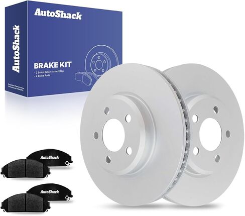 AutoShack Front Drilled & Slotted Brake Rotors Ceramic Brake Pads | Replacement for Chrysler 300 Dodge Challenger Magnum 2006-2023 Charger AWD RWD | Black E-Coated | 6-PC Brake Kit | NightGuard in Saudi Arabia