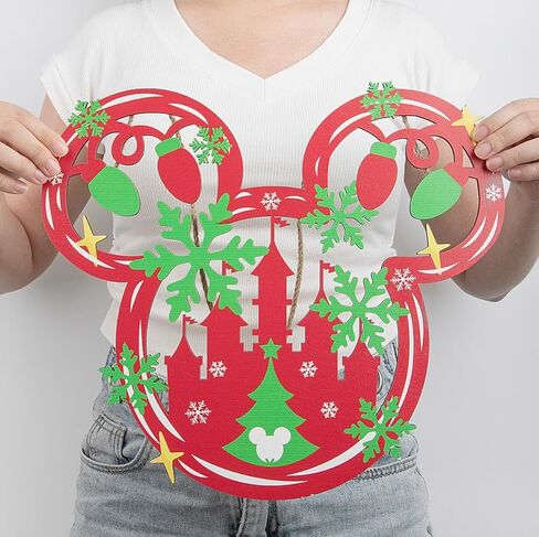 Christmas Joy Door Sign Decorations, Wooden Wall Hanging Sign Décor for Christmas Party Supplies, Peppermint Wood Mouse Shaped Decorative Xmas Home Porch Plaques Ornaments Indoor and Outdoor (JOY) in Saudi Arabia