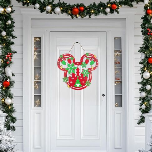 Christmas Joy Door Sign Decorations, Wooden Wall Hanging Sign Décor for Christmas Party Supplies, Peppermint Wood Mouse Shaped Decorative Xmas Home Porch Plaques Ornaments Indoor and Outdoor (JOY) in Saudi Arabia
