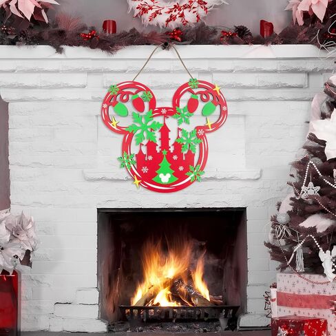 Christmas Joy Door Sign Decorations, Wooden Wall Hanging Sign Décor for Christmas Party Supplies, Peppermint Wood Mouse Shaped Decorative Xmas Home Porch Plaques Ornaments Indoor and Outdoor (JOY) in Saudi Arabia