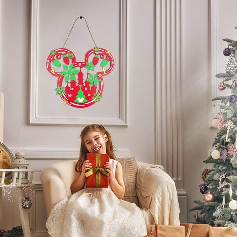 Christmas Joy Door Sign Decorations, Wooden Wall Hanging Sign Décor for Christmas Party Supplies, Peppermint Wood Mouse Shaped Decorative Xmas Home Porch Plaques Ornaments Indoor and Outdoor (JOY) in Saudi Arabia