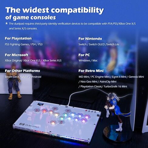 BITFUNX Duelpad Leverless Controller Arcade Stick Zen16, All-Button Arcade Controller 16Keys for PS4/PS3/PC/Switch/Steam, Arcade Fight Stick with SOCD/RGB/Turbo/Hot-Swap/Low Profile Switch in Saudi Arabia