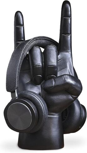Luckies Headphone Stand - Headphone Holder - Rock On Hand - Headset Stand - Mens Jewellery Holder - Mens Desk Accessories - Controller Holders - Guitar Accessories - Desk Tidy - Dad Rock Gifts - Gold in Saudi Arabia