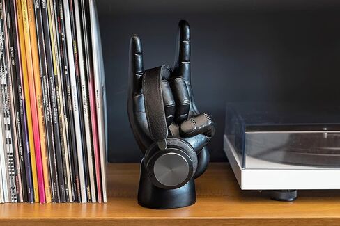 Luckies Headphone Stand - Headphone Holder - Rock On Hand - Headset Stand - Mens Jewellery Holder - Mens Desk Accessories - Controller Holders - Guitar Accessories - Desk Tidy - Dad Rock Gifts - Gold in Saudi Arabia