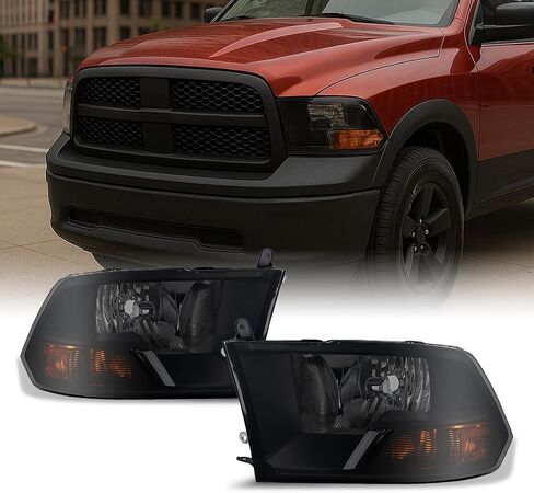 AKKON-للأسود 09-18 Ram 1500 2010-2018 Ram 2500 3500 شاحنة صغيرة المصابيح الأمامية المصابيح الأمامية استبدال مباشر in Kuwait