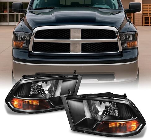 AKKON-للأسود 09-18 Ram 1500 2010-2018 Ram 2500 3500 شاحنة صغيرة المصابيح الأمامية المصابيح الأمامية استبدال مباشر in Saudi Arabia