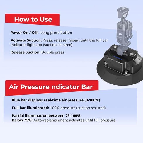 SmallRig 5" Electric Suction Cup Mount Kit with Magic Arm with Ball Head for Vehicles, 2000mAh Battery, Type-C, Electric Motor, Camera Car Mount for Kameras, for GoPro, for DJI, for Insta360-5399 in Saudi Arabia