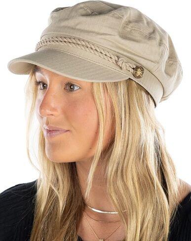 Funky Junque Greek Fisherman Newsboy Cap, Cotton Captains Bakerboy Hat in Kuwait