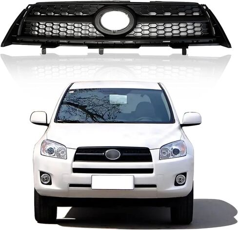Front Bumper Grille Assembly Compatible With 2009-2012 Toyota RAV4 Base/Sport Model Black With Chrome Trim ABS Insert Grill Replacement TO1200315/531010R010 in Kuwait