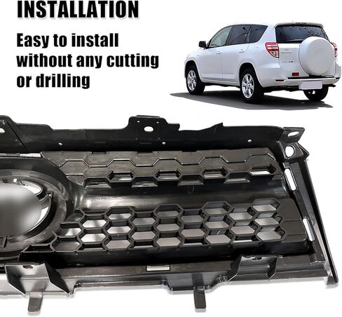 Front Bumper Grille Assembly Compatible With 2009-2012 Toyota RAV4 Base/Sport Model Black With Chrome Trim ABS Insert Grill Replacement TO1200315/531010R010 in Kuwait