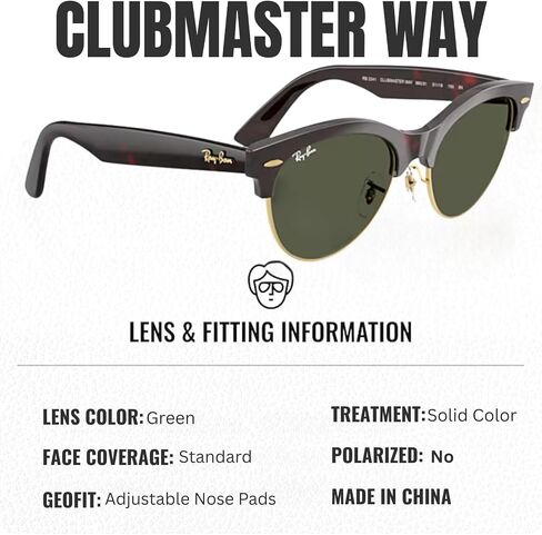 نظارات شمسية راي بان RB2341 CLUBMASTER WAY مربعة الشكل للرجال والنساء مع مجموعة نظارات RAYBAN الرسمية in Saudi Arabia