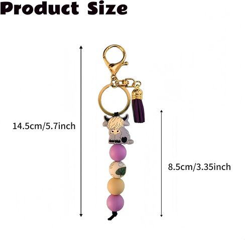 Cow Keychain Highland Cow Party Favors Cute Gifts Animal Keychains with Tassel for Women Men Gifts (Black,2 Pcs) in Saudi Arabia