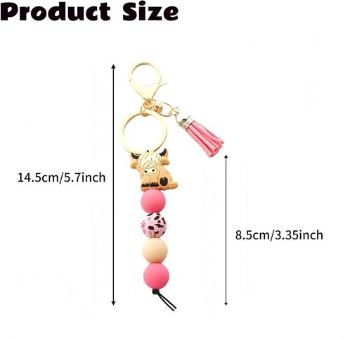 Cow Keychain Highland Cow Party Favors Cute Gifts Animal Keychains with Tassel for Women Men Gifts (Black,2 Pcs) in Saudi Arabia