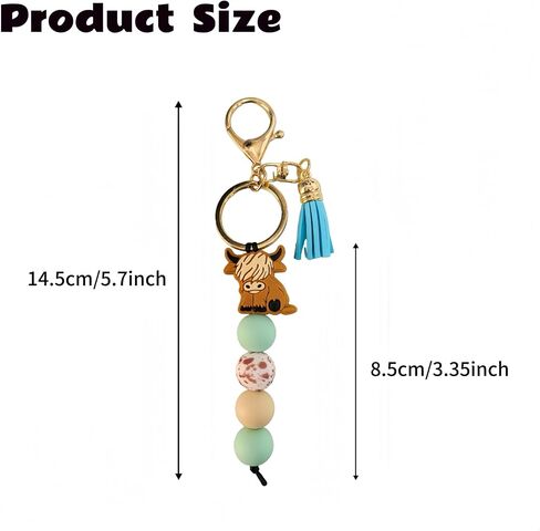 Cow Keychain Highland Cow Party Favors Cute Gifts Animal Keychains with Tassel for Women Men Gifts (Black,2 Pcs) in Saudi Arabia
