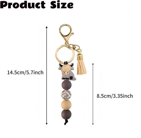 Cow Keychain Highland Cow Party Favors Cute Gifts Animal Keychains with Tassel for Women Men Gifts (Black,2 Pcs) in Saudi Arabia