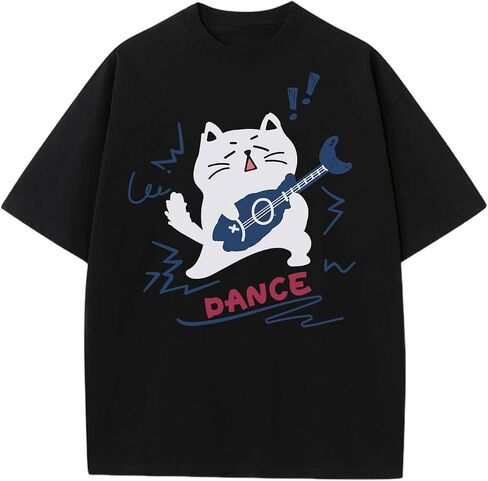 Women's Vintage T-Shirt Y2K Cat Graphic Harajuku Tee Tops Grunge Streetwear Clothes Baggy Cute Emo Cotton Shirts in Saudi Arabia