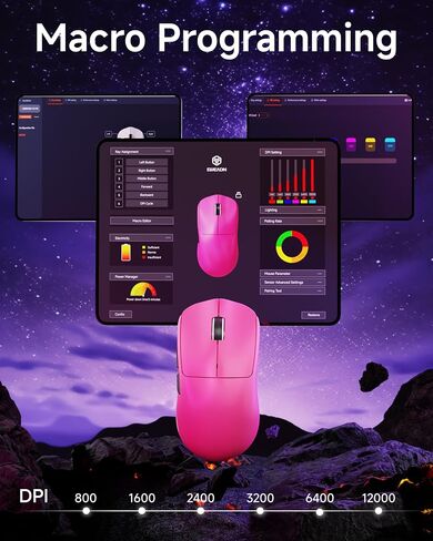 SEUNKWANG EWEAND X23 Pro Gaming Mouse, Tri-Mode 2.4G/USB-C/Bluetooth Wireless Mouse, PAW3311 Sensor, 12,000 DPI, 59g Lightweight, 1ms Ultra-Low Delay, Gaming & Computer Mouse for Laptop/PC/Mac-Pink in Saudi Arabia