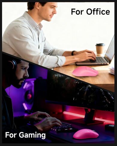 SEUNKWANG EWEAND X23 Pro Gaming Mouse, Tri-Mode 2.4G/USB-C/Bluetooth Wireless Mouse, PAW3311 Sensor, 12,000 DPI, 59g Lightweight, 1ms Ultra-Low Delay, Gaming & Computer Mouse for Laptop/PC/Mac-Pink in Saudi Arabia