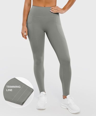 سروال يوجا BRXL للنساء عالي الخصر للتحكم في البطن بدون درزات أمامية مع جيوب للتمرين والجري في صالة الألعاب الرياضية 25 بوصة برتقالي L in Kuwait