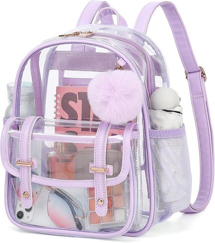 Clear Backpack for Stadium Events, Small Transparent Backpack Mini See Through Bookbag for Women Girls for Concert in Kuwait