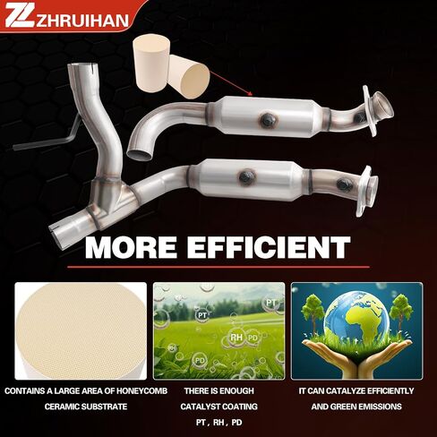 مجموعة المحول الحفاز متوافقة مع محرك F150 2004-2008 5.4L V8 وMark lt 2006-2008 5.4L V8 ناقل الحركة RWD، Repklace OE: 645461 645843، (متوافق مع وكالة حماية البيئة) in Kuwait