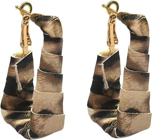 Chunky Leopard Leather Earrings Bohemia Camouflage Leather Dangle Earrings Chunky Rectangle Black White Zebra Print Earring Handmade Vintage Faux Leathers Statement Earring Boho Style Jewelry in Kuwait