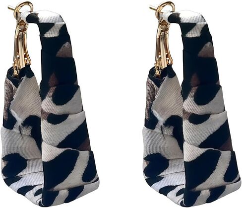 مكتنزة ليوبارد الأقراط الجلدية بوهيميا التمويه جلدية استرخى أقراط مكتنزة مستطيل أسود أبيض زيبرا طباعة القرط اليدوية خمر فو الجلود بيان القرط بوهو نمط المجوهرات in Kuwait