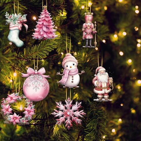 24pcs Wooden Ornaments - Christmas Wood Decors, Hanging Sign Gnome Ornaments with Ropes for Tree Home Decor in Kuwait