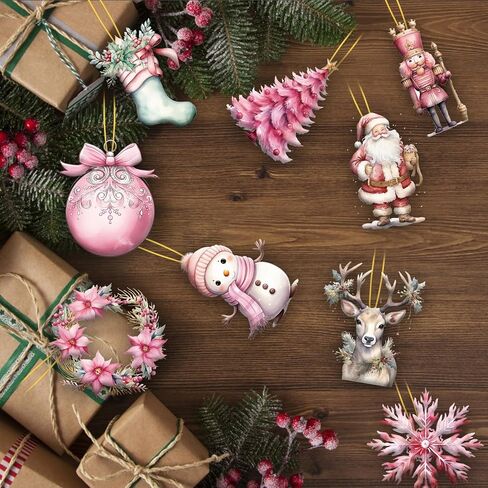 24pcs Wooden Ornaments - Christmas Wood Decors, Hanging Sign Gnome Ornaments with Ropes for Tree Home Decor in Kuwait