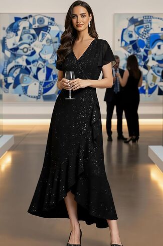 Black Formal Dresses for Women Gowns Evening Party Cocktail Dress,Women Formal Party Dress,V Neck Wedding Guest Dresses. in Kuwait